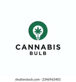 bombilla con diseño de logo de cannabis ilustración vectorial de silueta