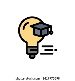 Bulb, Cap, Education, Graduation  Flat Color Icon. Vector icon banner Template