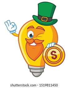bulb cartoon mascot character vector design with green hat patrick day