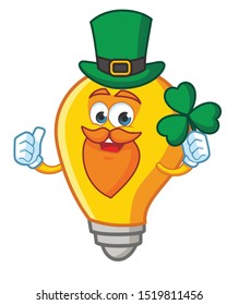 bulb cartoon mascot character vector design with green hat patrick day