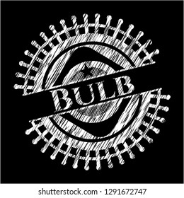 Bulb chalk emblem written on a blackboard