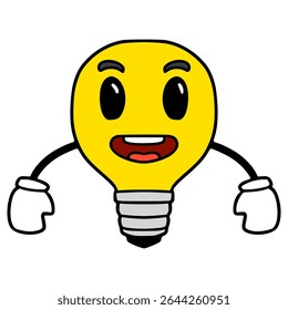 bulb character illustration hand drawn isolated vector