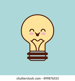 bulb character kawaii style vector illustration design