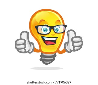 Bulb character, mascot. Perfect for school or another education logo. Lamp mascot.