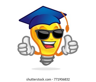 Bulb character, mascot. Perfect for school or another education logo. Lamp mascot.