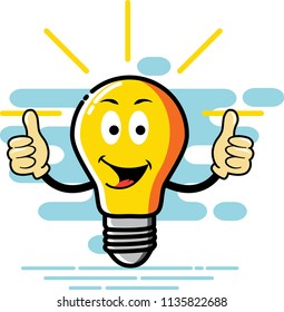 Bulb character two thumb style, can be used for mascot, icon, avatar, banner, presentation etc. High quality vector EPS10