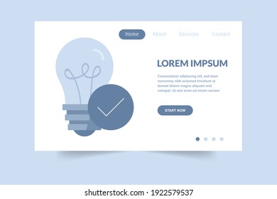 bulb and Check mark banner concept. design for web UI, mobile upp, banner,Social Media Networking, Internet Accounting Website Landing Page, Web Page, poster.Vector illustration