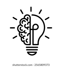 Bulb checkmark black like quick tip line icon. Bulb icon brain, expert, genius, idea, innovation, lamp, light bulb, mark, creative, positive, smart, solution, strategy, think, tick, choice, Vector.