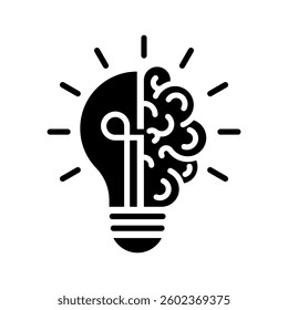 Bulb checkmark black like quick tip line icon. Bulb icon brain, expert, genius, idea, innovation, lamp, light bulb, mark, creative, positive, smart, solution, strategy, think, tick, choice, Vector.