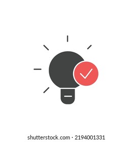 bulb with checkmark icons  symbol vector elements for infographic web