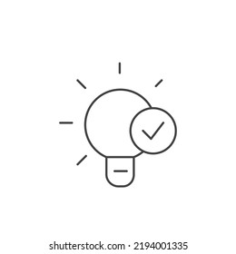 bombilla con iconos de marca de verificación símbolos vectores para web infográfica