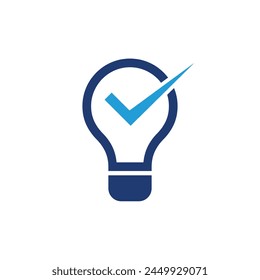 Bulb with checkmark like quick tip icon. flat stroke linear simple trend modern efficiency logotype design element isolated on white.