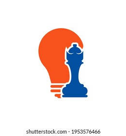 Bulb Chess logo design vector illustration, Creative Chess logo design concept template, symbols icons