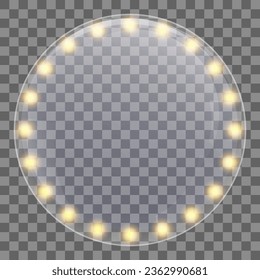 Bulb circle around the mirror, light glitter bulb wall frame – stock vector