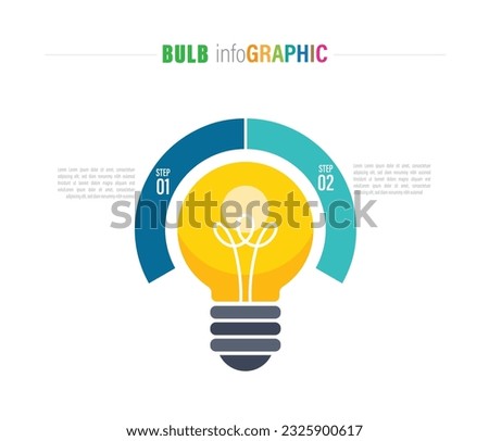 bulb circle infographic template for graphs, charts, diagrams. with 10 to 2 steps, options. creative infographic chart