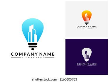 Bulb city logo template, Building Idea logo template, Modern Bulb City logo designs concept