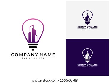 Bulb city logo template, Building Idea logo template, Modern Bulb City logo designs concept