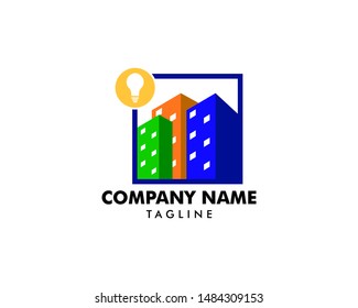 Bulb city logo template, Building Idea logo template