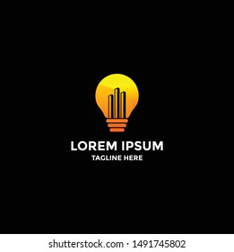 Bulb city logo template, Building Idea logo template, Modern Bulb City logo designs concept