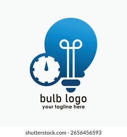 bulb and clock logo concept, smart time icon logos 