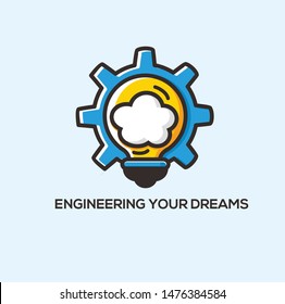 bulb cloud and machine logo template, for innovation or production logo