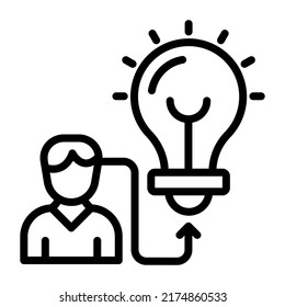 Bulb and cog, linear icon of skill development 

