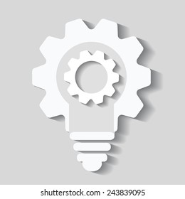 Bulb cogs vector icon, light bulb logo