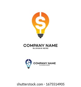 bulb coin logo design. Startup funding vector design. Light bulb and dollar coin.