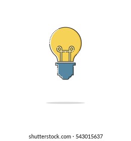 Bulb color thin line icon.Mbe minimalism style