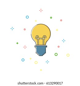 Bulb color thin line icon on white background. Linear symbols.