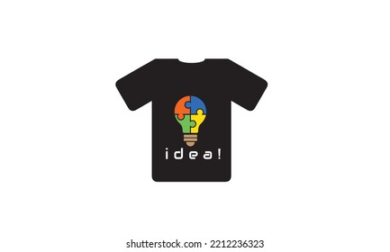bombilla con camiseta de rompecabezas colorido - ilustración de diseño vectorial, puede usar para etiqueta, logotipo, signo, pegatina para imprimir para la camiseta de la familia
