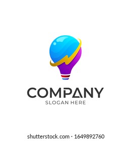 Bulb combined with thunder vector logo design.