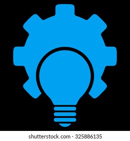 Bulb Configuration vector icon. Style is flat symbol, blue color, rounded angles, black background.