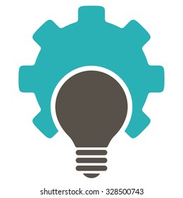 Bulb Configuration vector icon. Style is bicolor flat symbol, grey and cyan colors, rounded angles, white background.