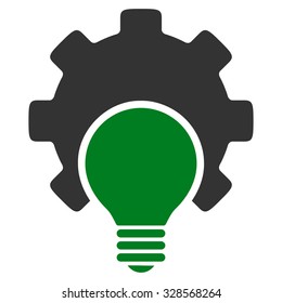 Bulb Configuration vector icon. Style is bicolor flat symbol, green and gray colors, rounded angles, white background.