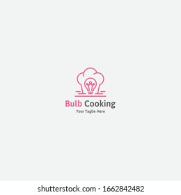 Bulb cooking logo concept. lighting logo template - vector