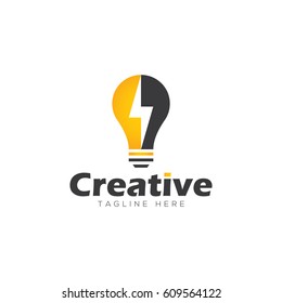 Bulb creative concept logo design template