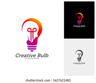 Bulb Creative with head people logo concepts, abstract colorful icons, elements and symbols, template - Vector