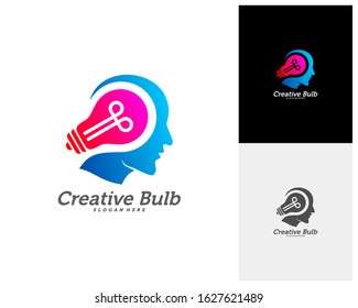 Bulb Creative with head people logo concepts, abstract colorful icons, elements and symbols, template - Vector
