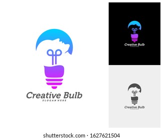 Bulb Creative with head people logo concepts, abstract colorful icons, elements and symbols, template - Vector