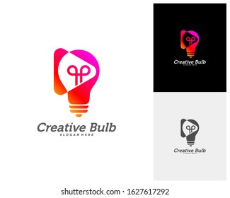Bulb Creative with Play icon logo concepts, abstract colorful icons, elements and symbols, template - Vector