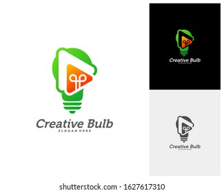 Bulb Creative with Play icon logo concepts, abstract colorful icons, elements and symbols, template - Vector