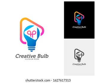 Bulb Creative with Play icon logo concepts, abstract colorful icons, elements and symbols, template - Vector