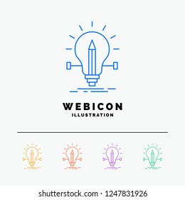 bulb, creative, solution, light, pencil 5 Color Line Web Icon Template isolated on white. Vector illustration