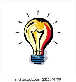 Bulb Creative Stylish Icon, Electric Incandescent Fluorescent Light Bulb Icon Vector Art Illustration