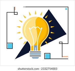 Bulb Creative Stylish Icon, Electric Incandescent Fluorescent Light Bulb Icon Vector Art Illustration