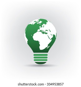 Bulb Design With Earth Map - Eco Friendly Electricity