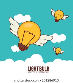 Bulb design over cloudscape background, vector illustration