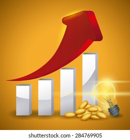 Bulb design over yellow background, vector illustration.