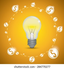 Bulb design over yellow background, vector illustration.